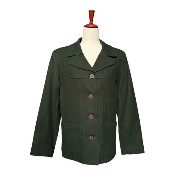 SANDRO - Green Wool‎ Jacket Size 10 - Picture 1 of 7